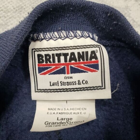 Vintage Brittania Levis Cardigan Womens Large Blue Made USA Fleece Long Sleeve - Picture 4 of 9